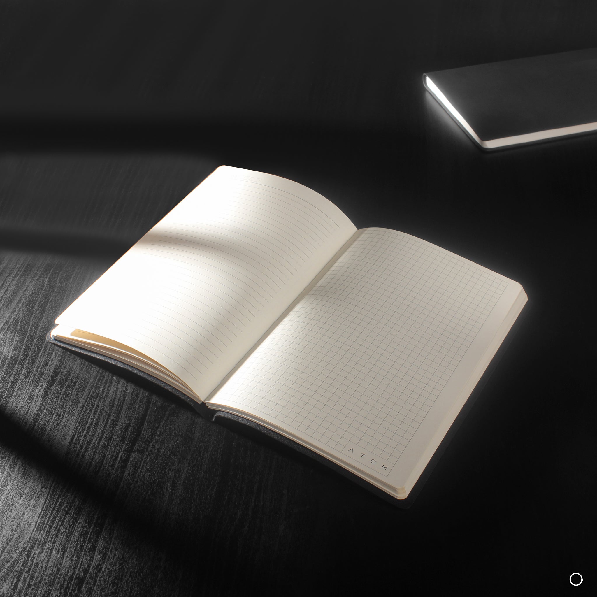Black notebook with creamy paper