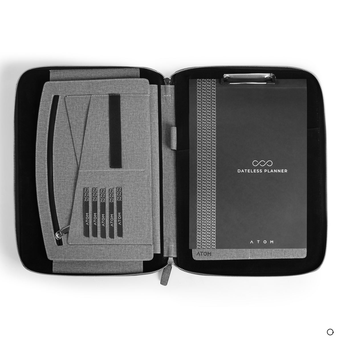 Leather business case with zipper closure