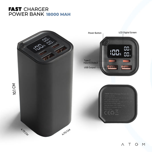 18000Mah Fast Charger Power Bank (100W)