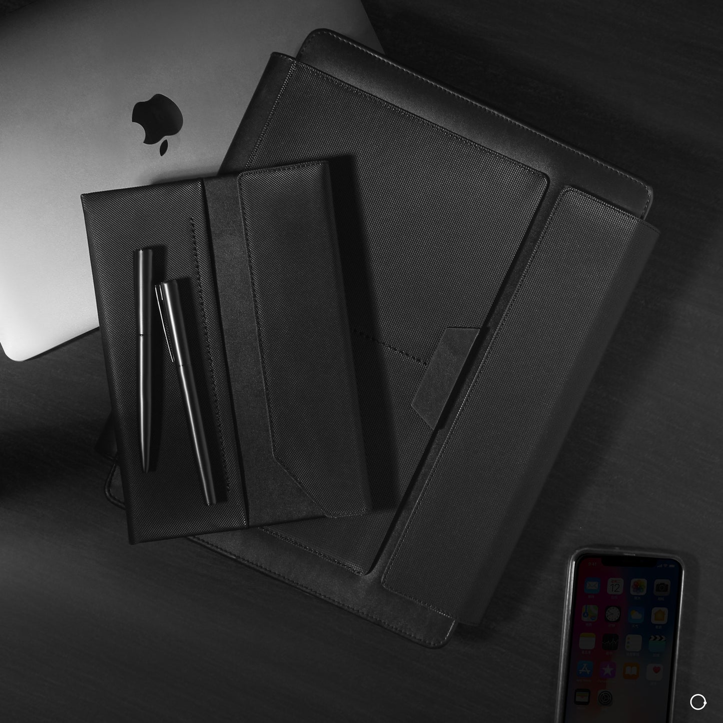 slim black laptop sleeve /notebook /pen set