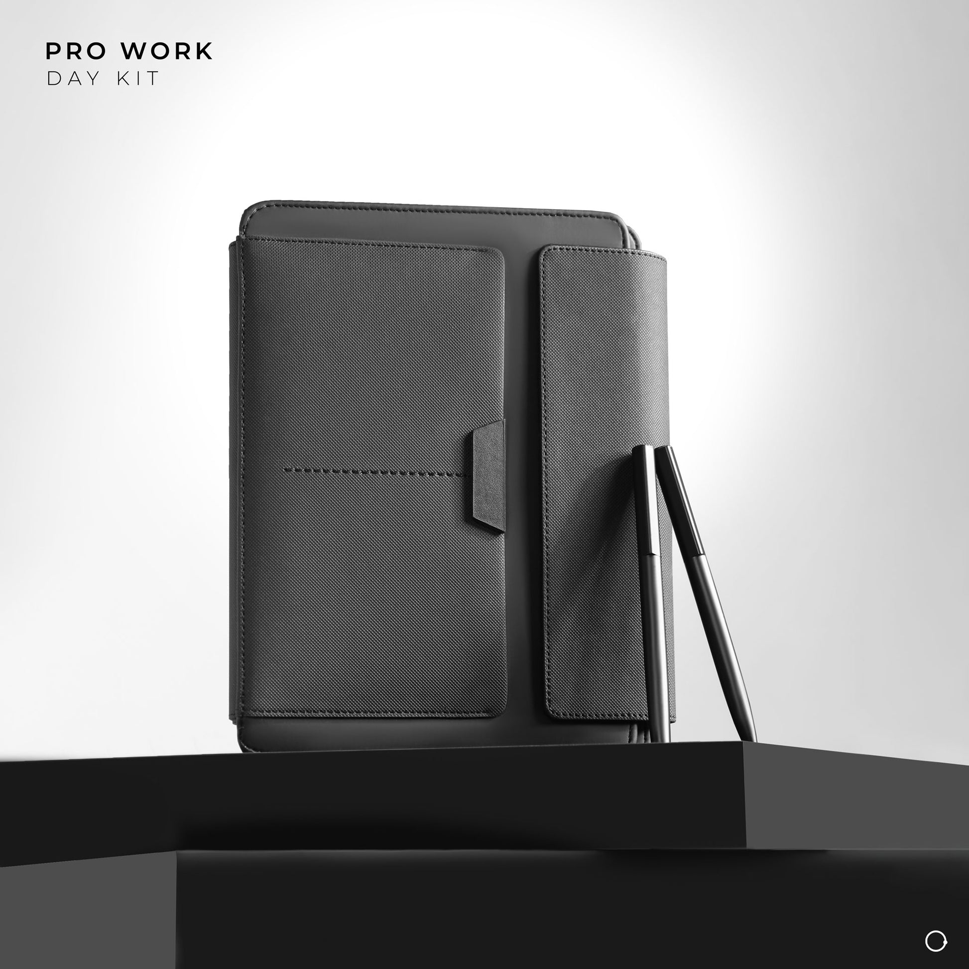 Synthetic black leather work planner