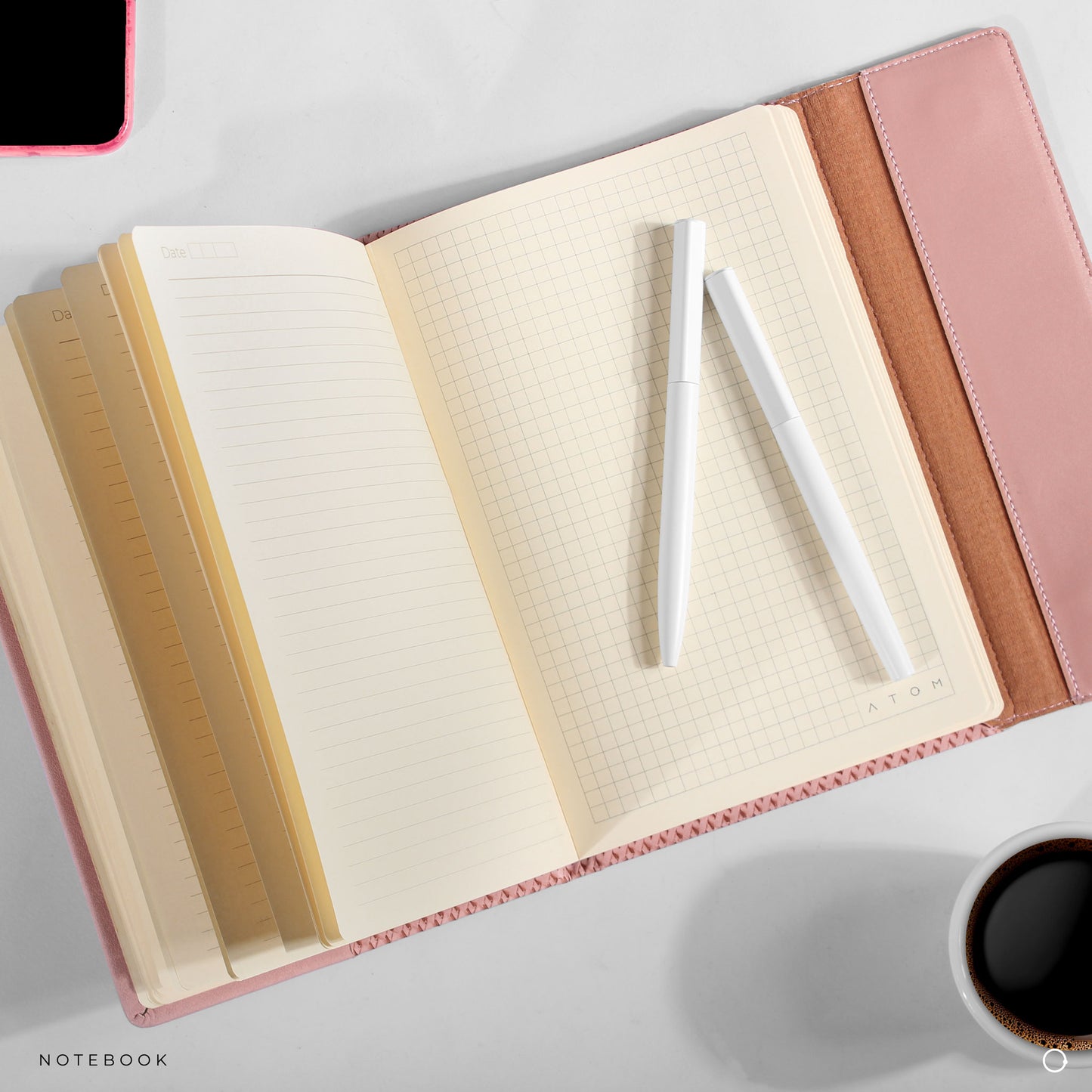 Leather plain and textured notebook