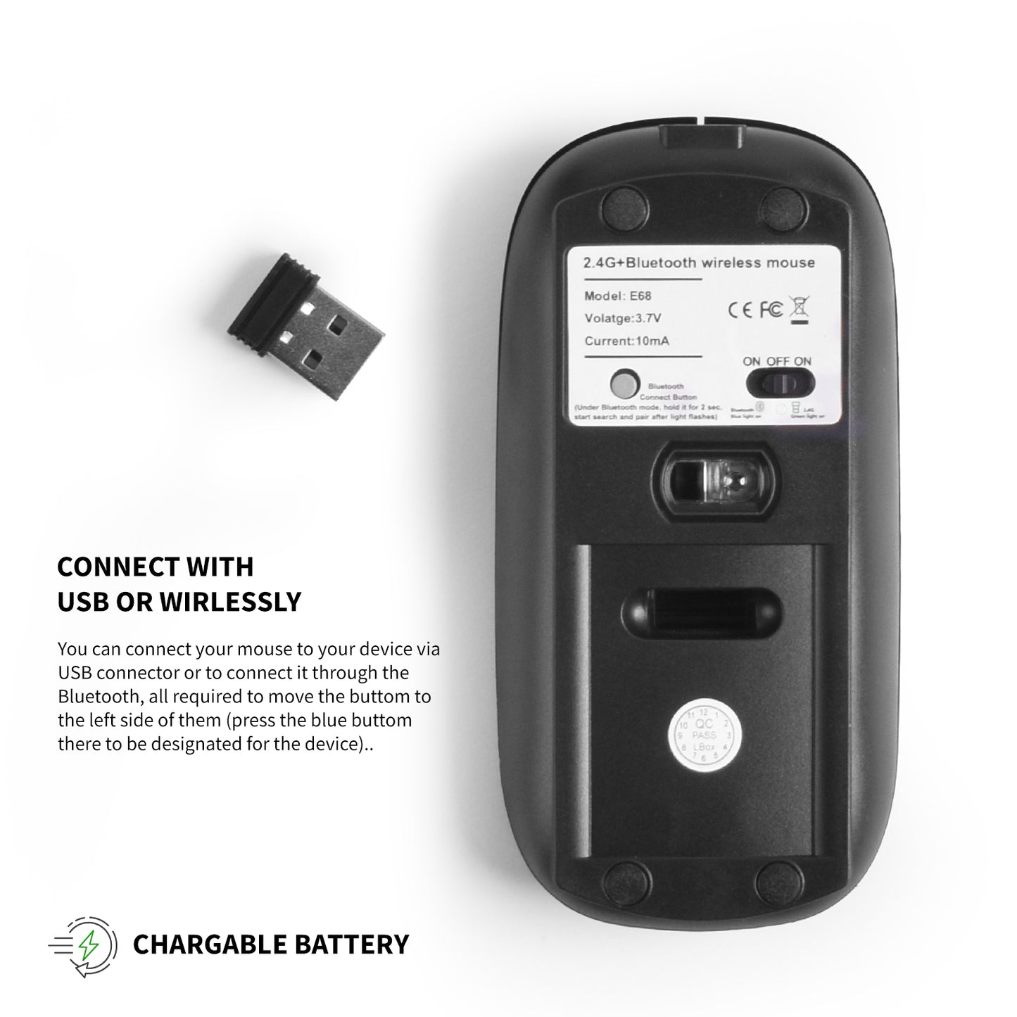 Black Empowering Wireless mouse