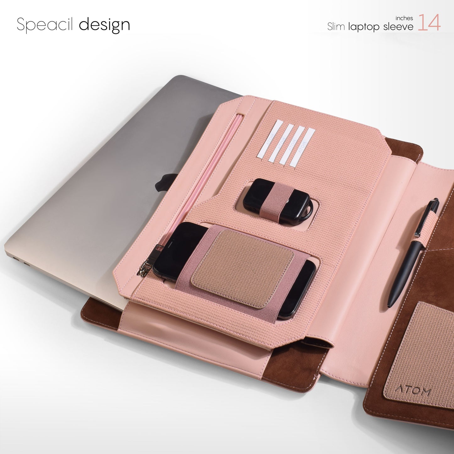 Blushy slim laptop sleeve Atom Gift Store