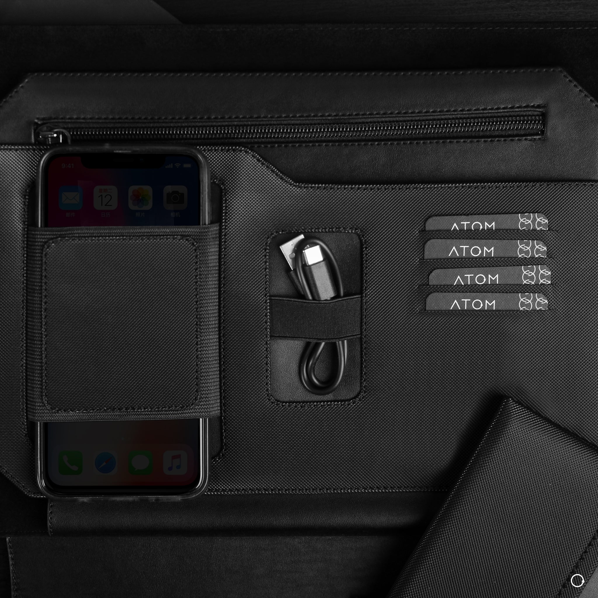 laptop sleeve contains Mobile holder / Elastic pocket/6 Card pockets