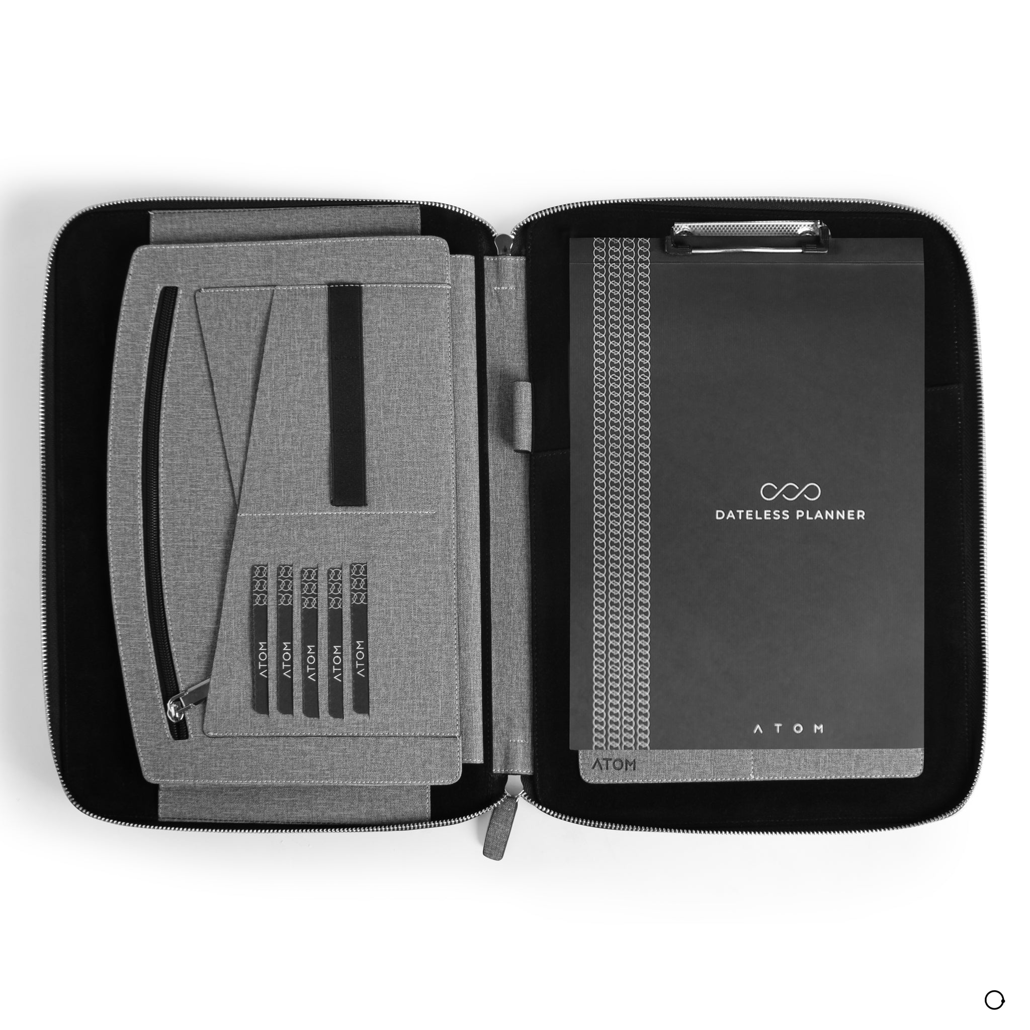 Leather business case with zipper closure

