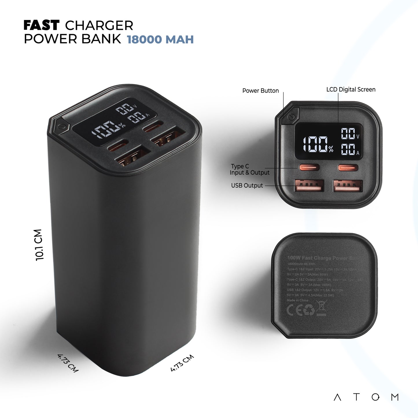 18000Mah Fast Charger Power Bank (100W)