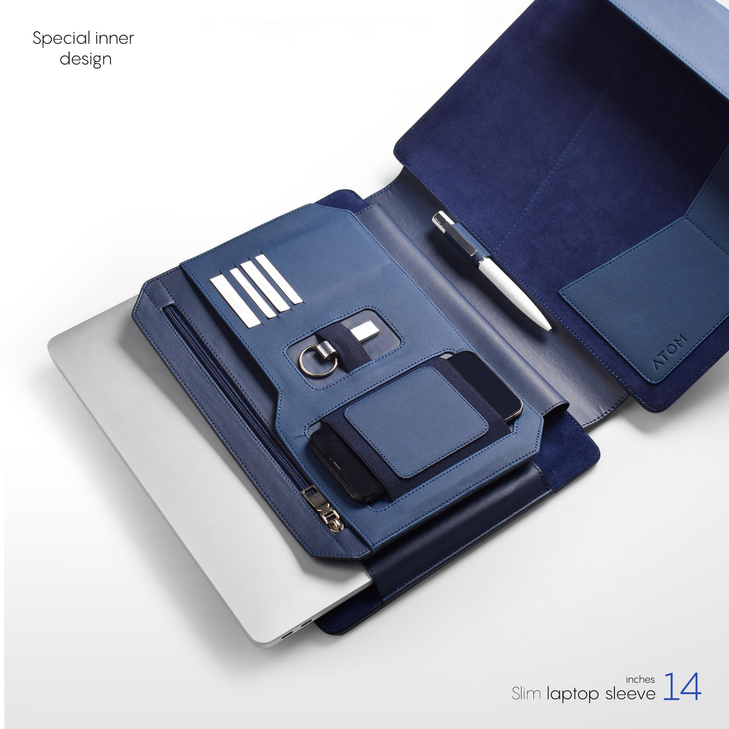 Navy slim laptop sleeve