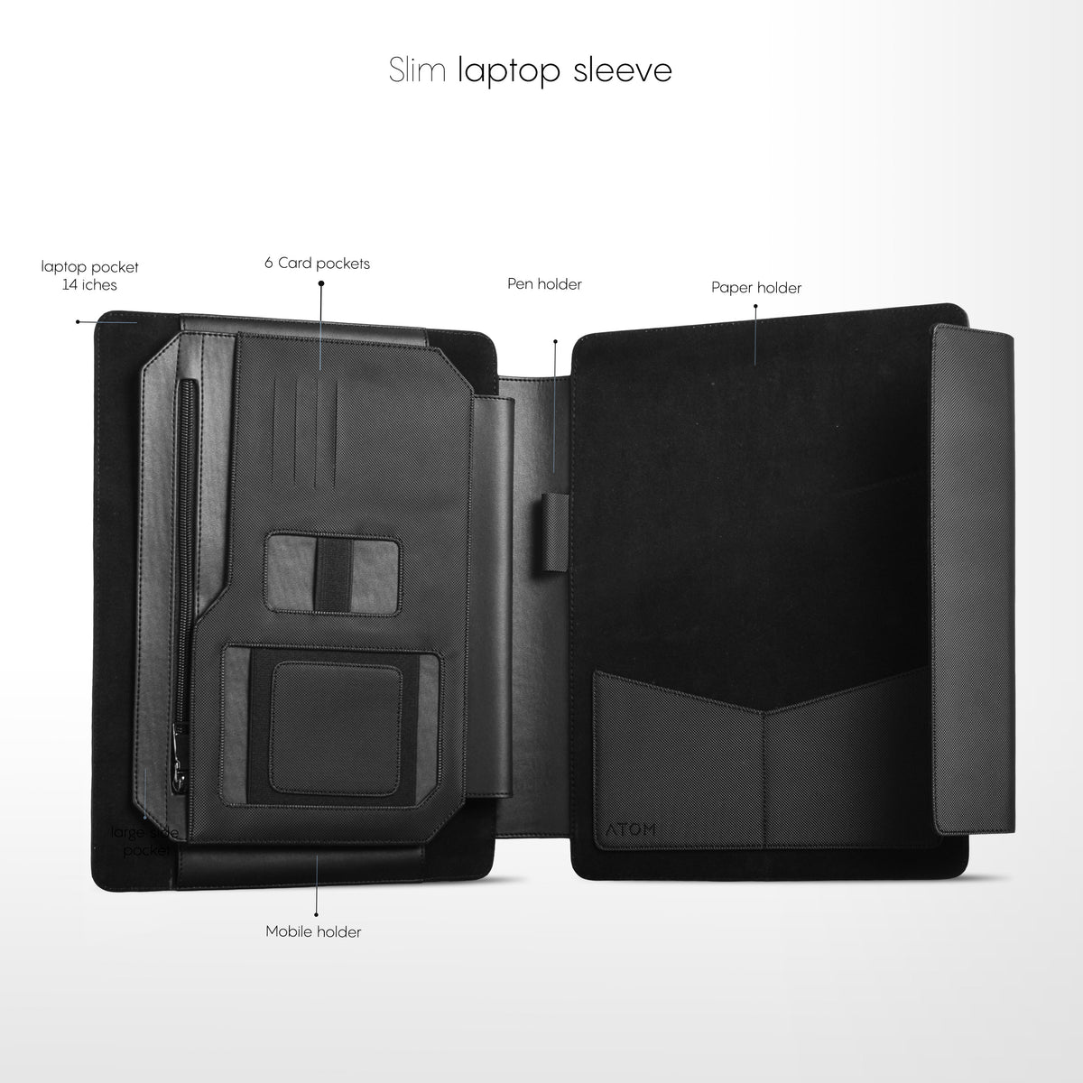 Black slim laptop sleeve